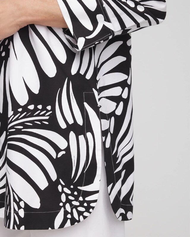 No Iron Printed Palms Button Down Tunic - image 4